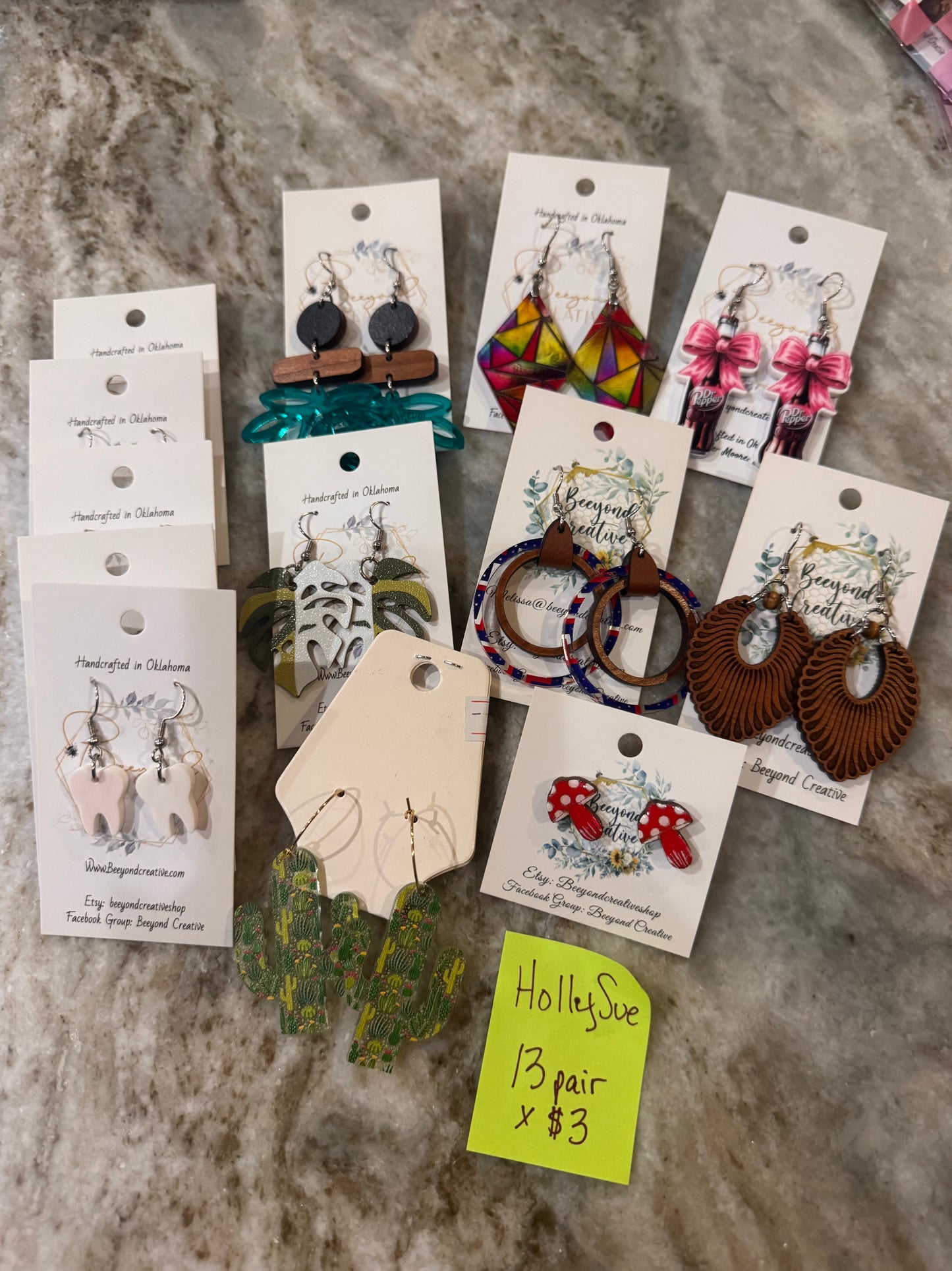 HollySue Invoice- 13 pair Earrings