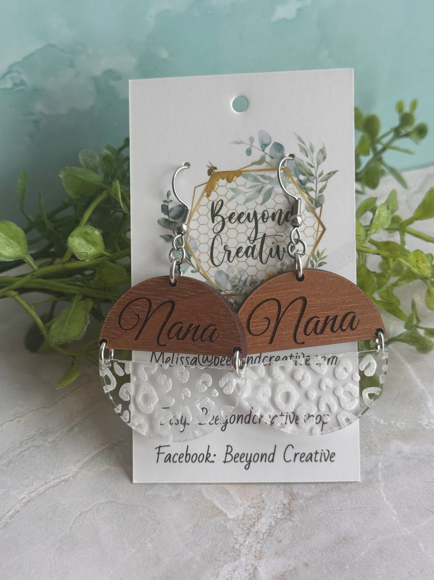 Wood and Acrylic Nana Earrings