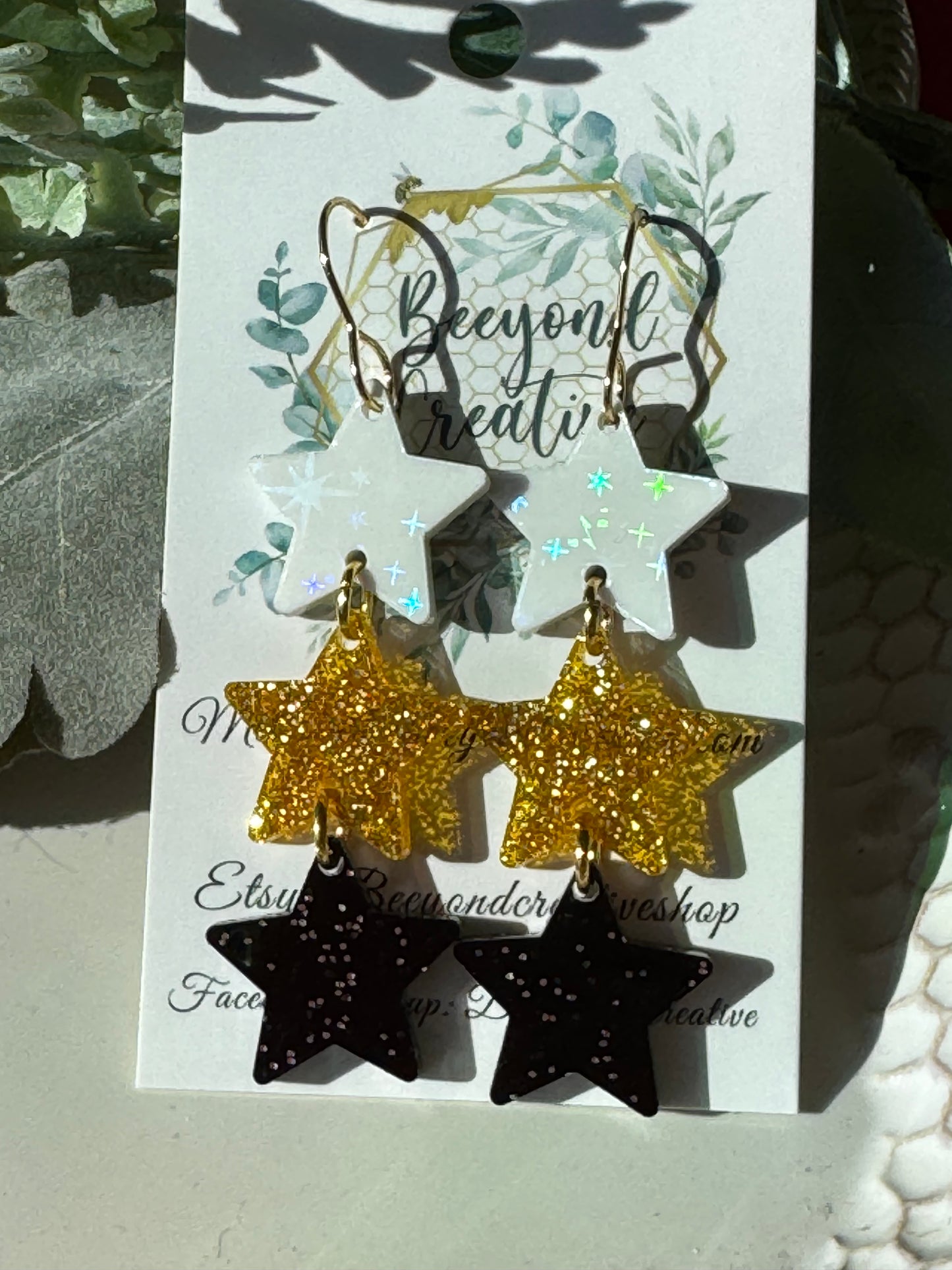 Midnight Gold Star Earrings