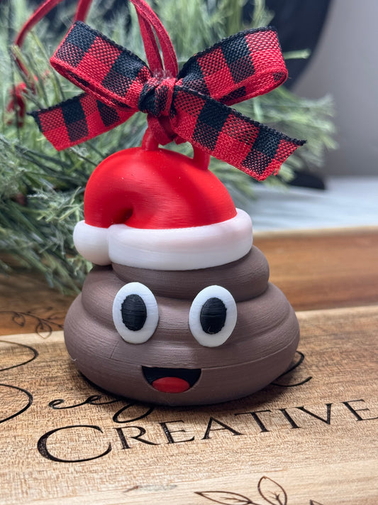 Poop Emoji Santa Ornament