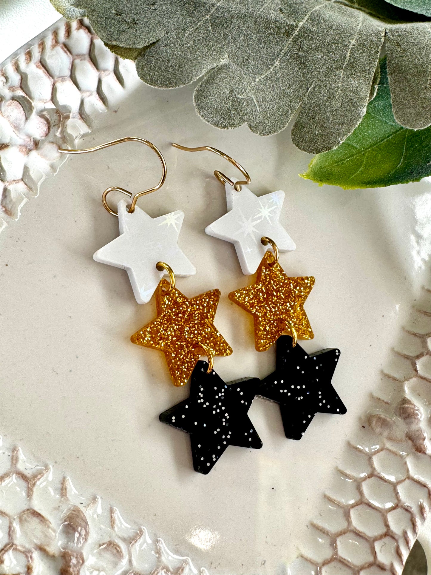 Midnight Gold Star Earrings