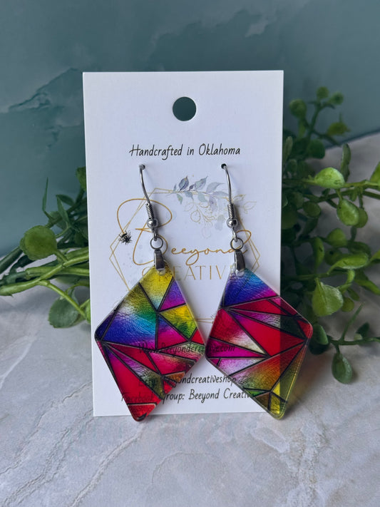 Faux Stain Glass Earrings