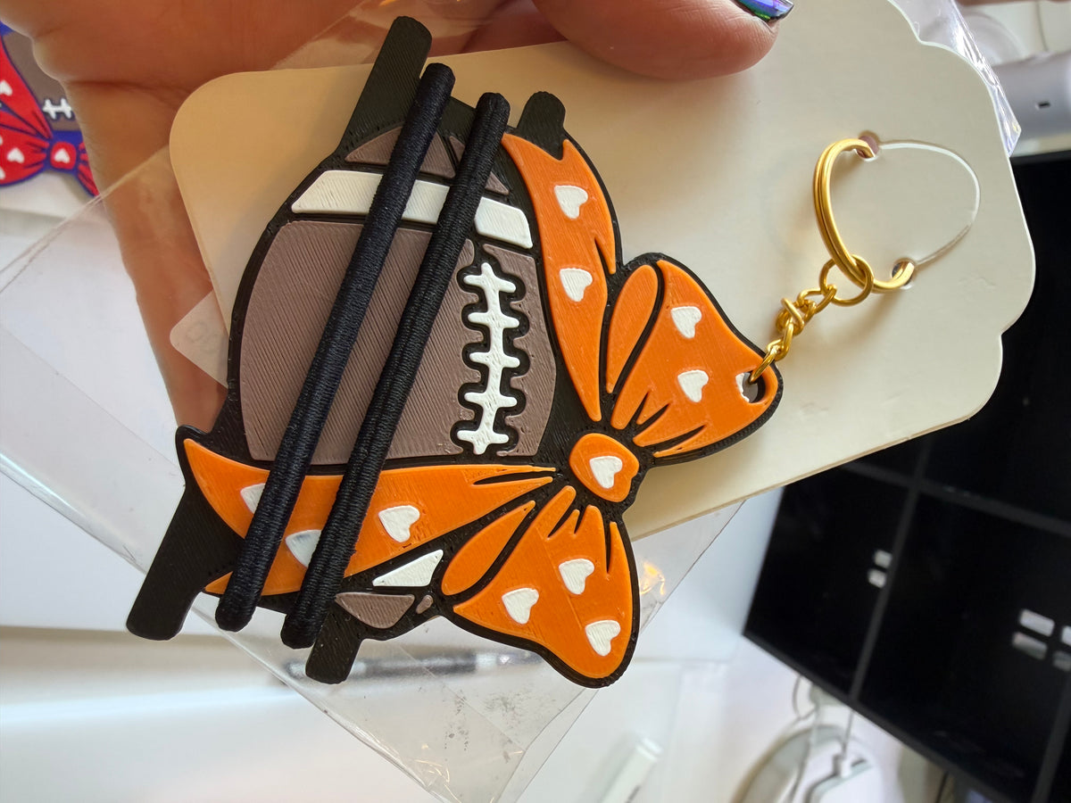 Football Hair Tie Holder Keychain