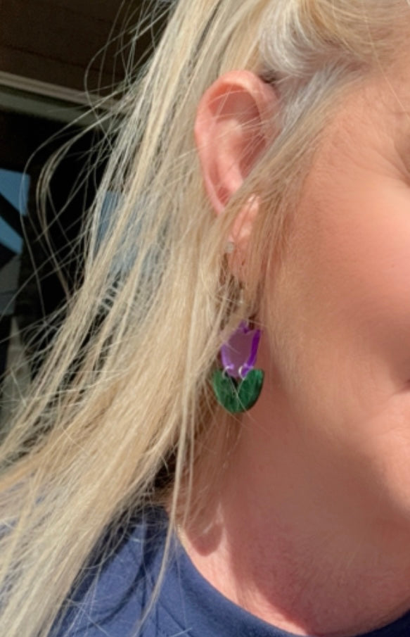 Purple Tulip Earrings