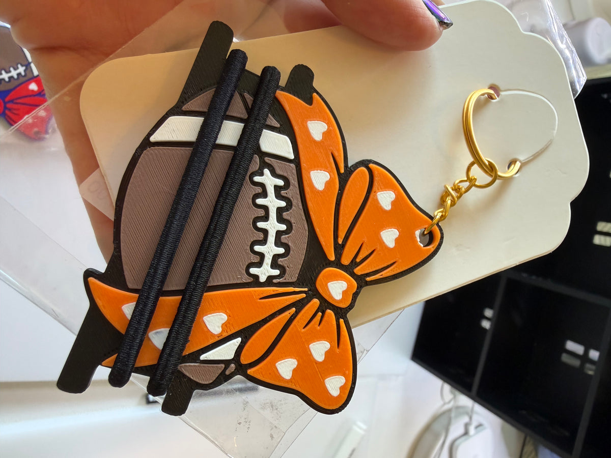 Football Hair Tie Holder Keychain