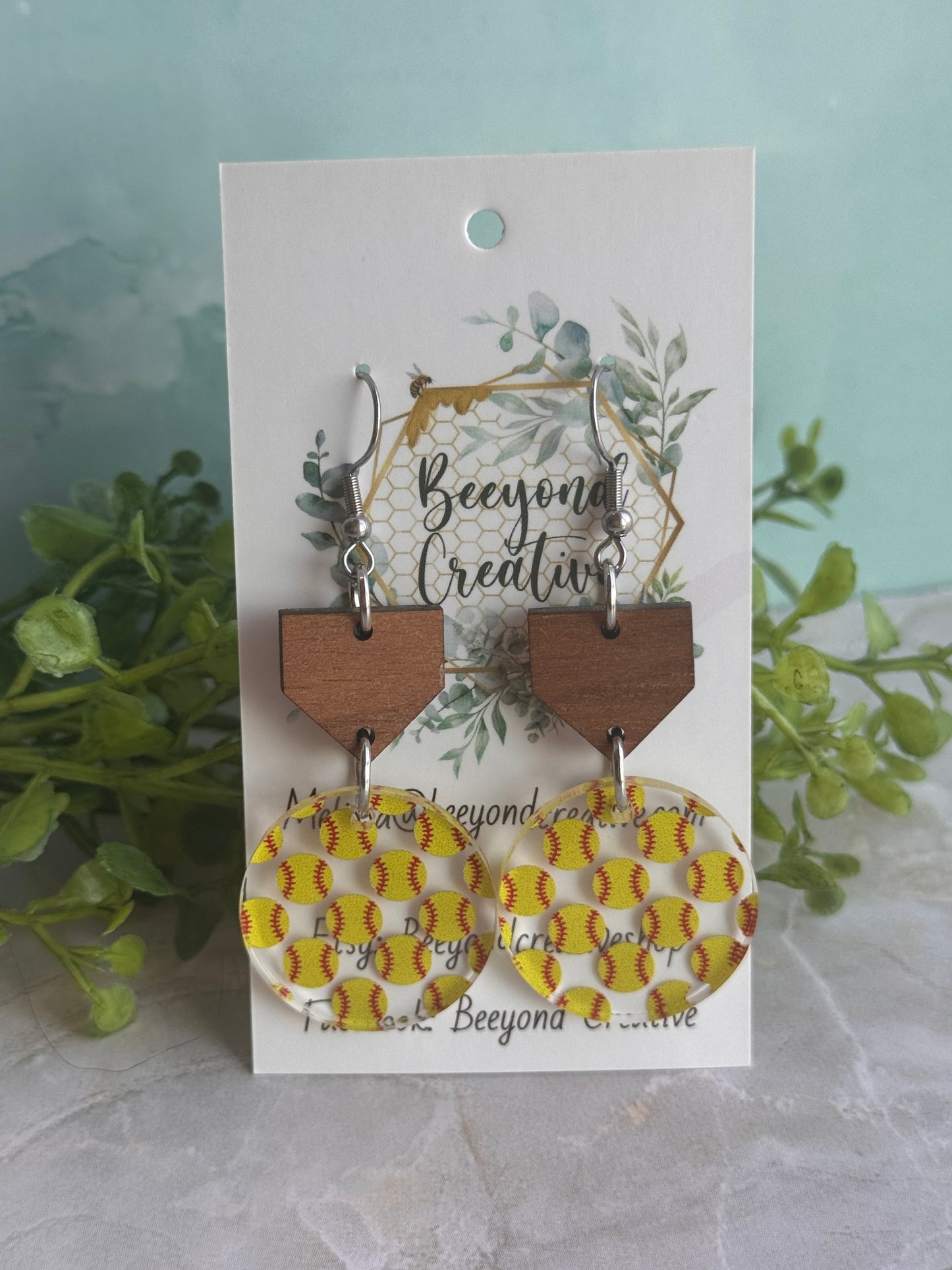 Two Piece softball earrings