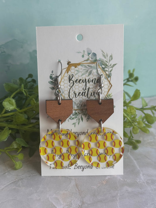 Two Piece softball earrings