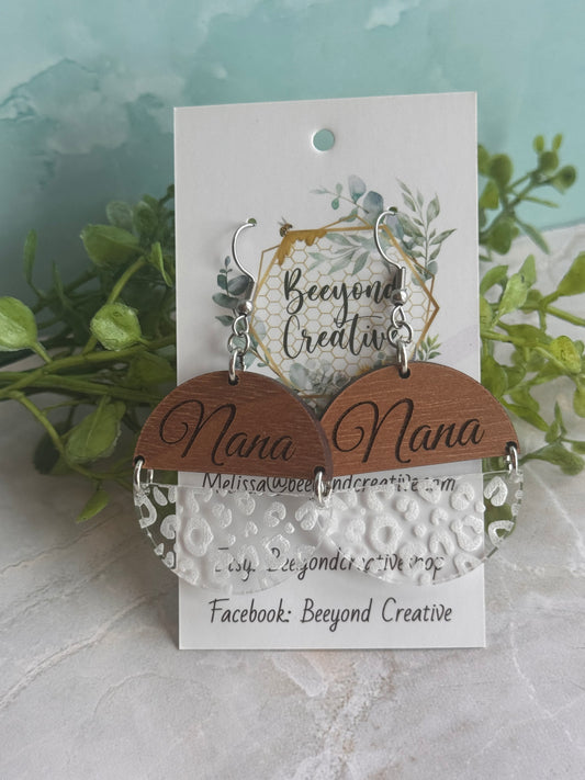 Wood and Acrylic Nana Earrings