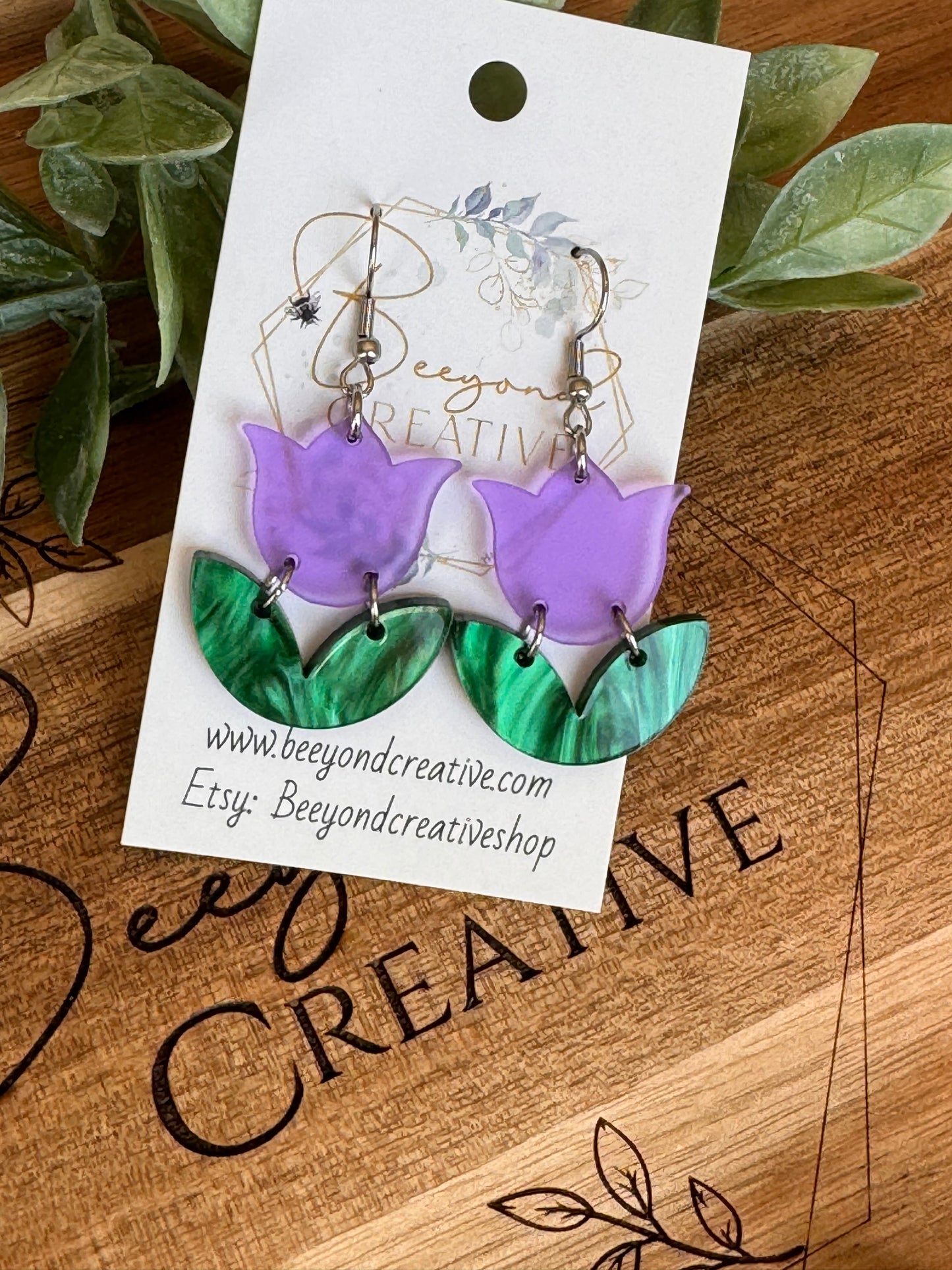 Purple Tulip Earrings