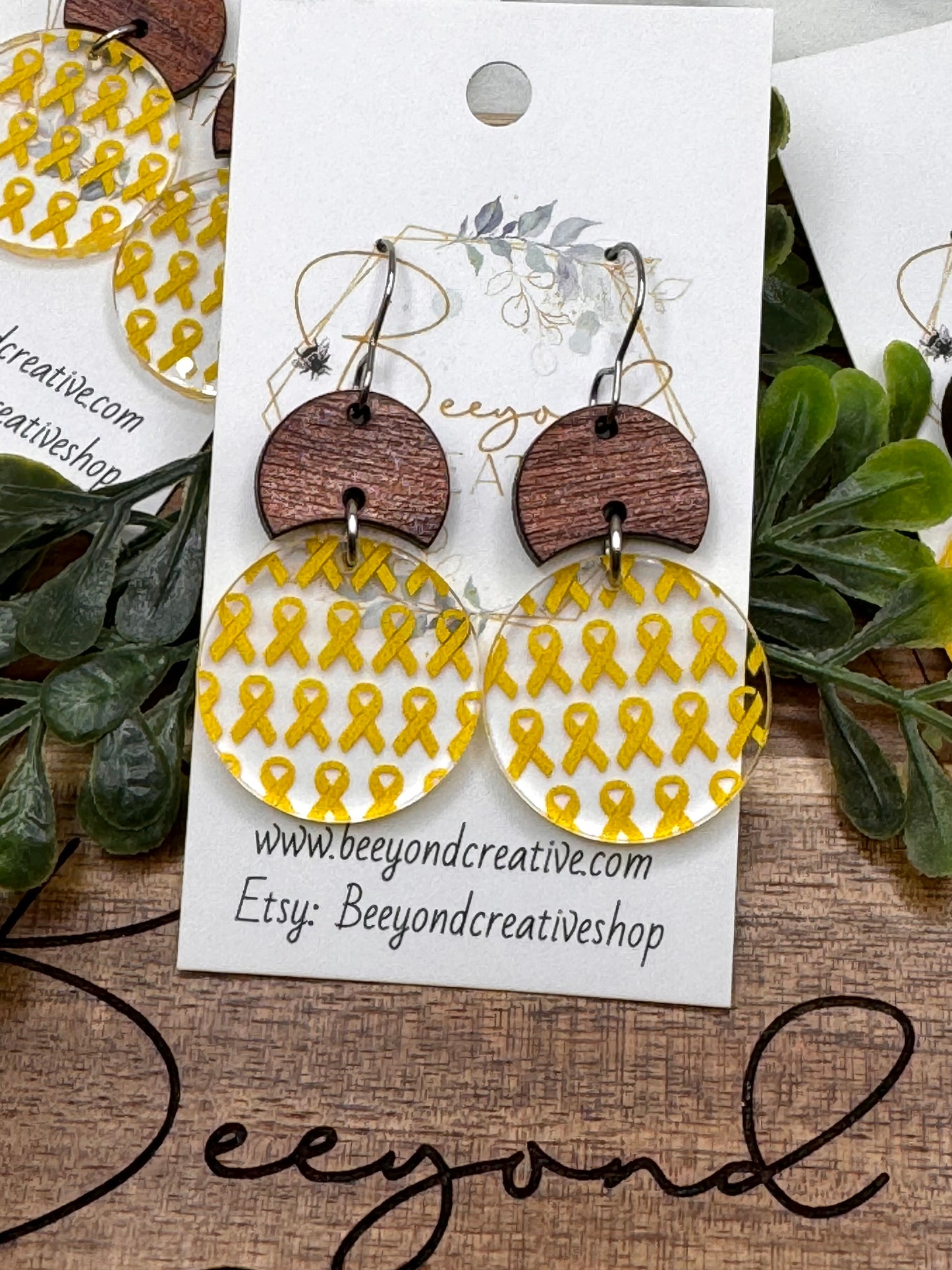 Yellow Ribbon Cancer Awareness Earrings