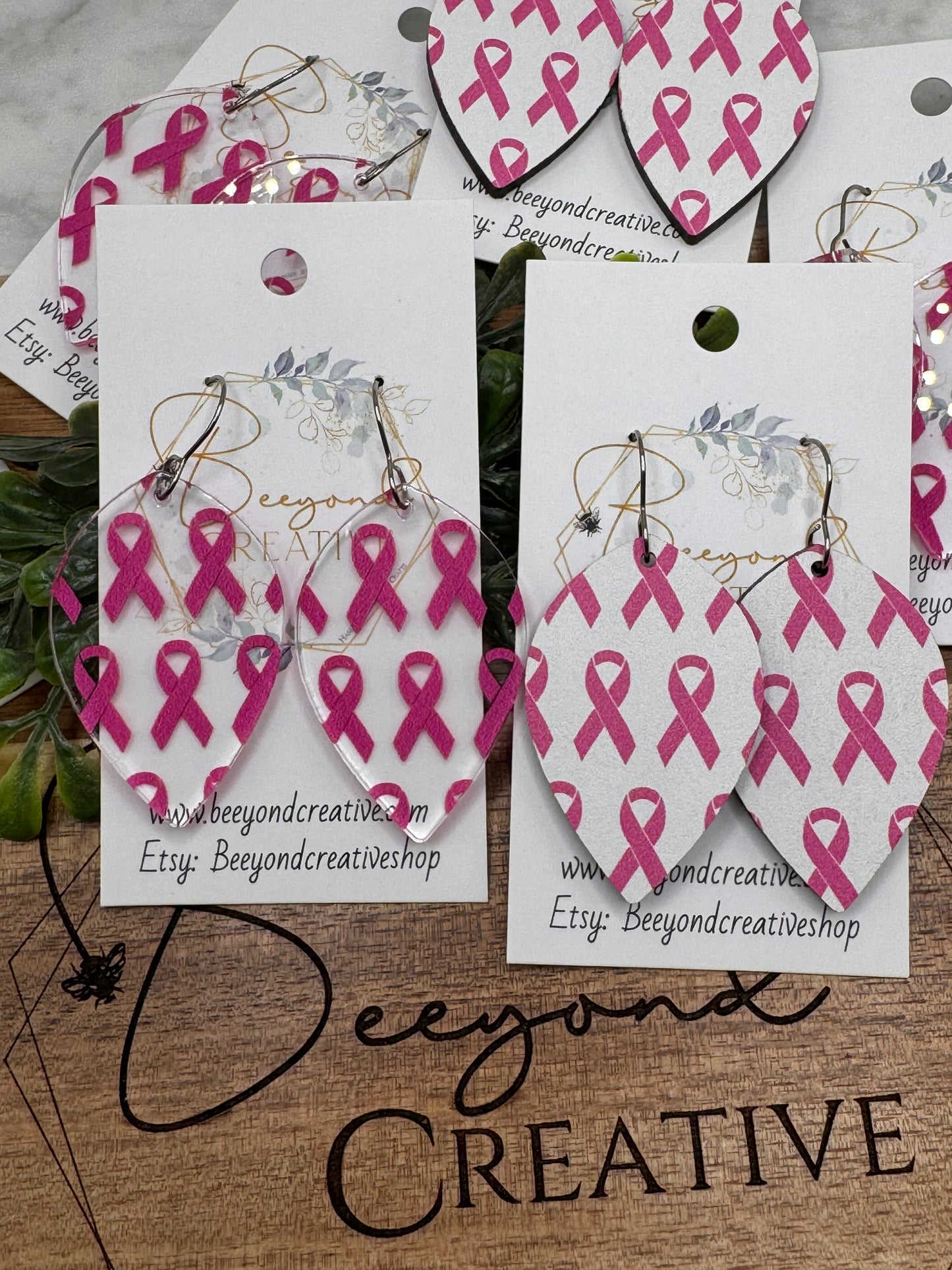 Breast Cancer Awareness Pink Ribbon Earrings