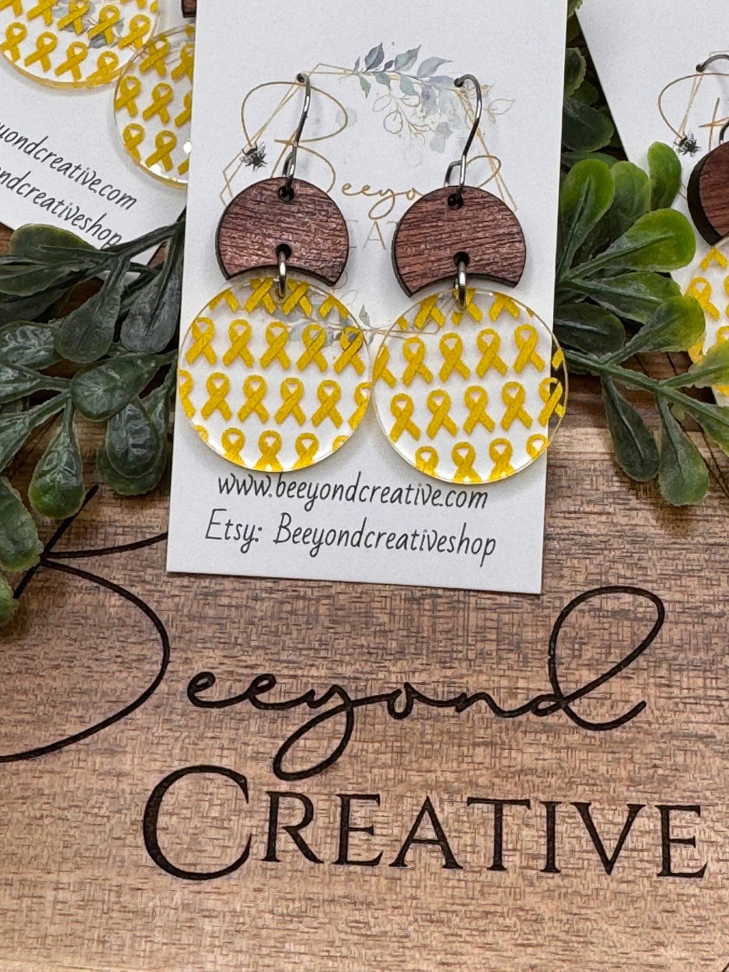 Yellow Ribbon Cancer Awareness Earrings