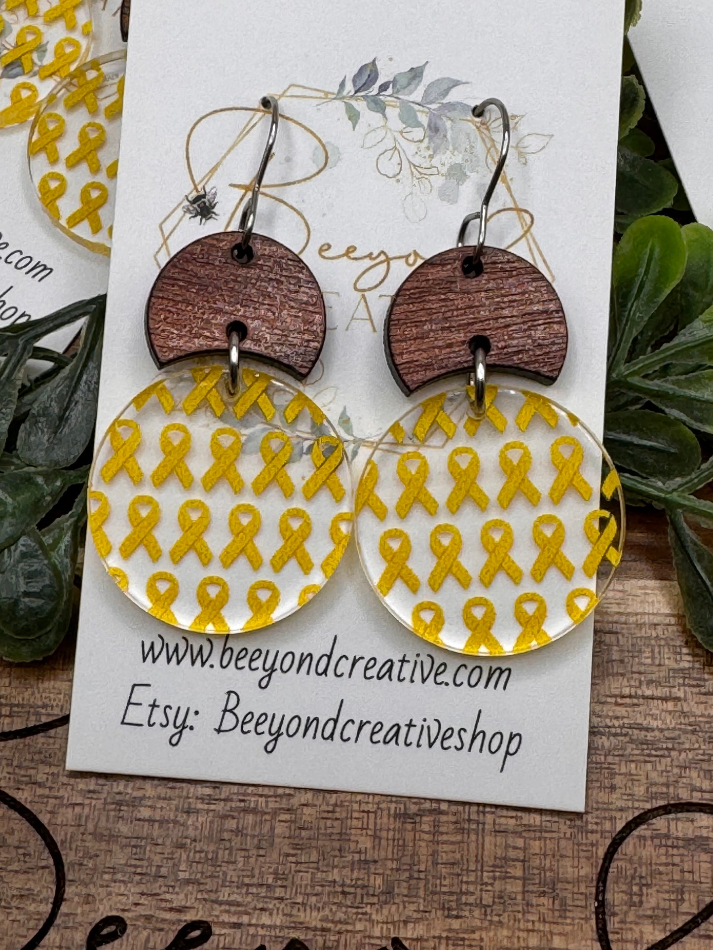 Yellow Ribbon Cancer Awareness Earrings