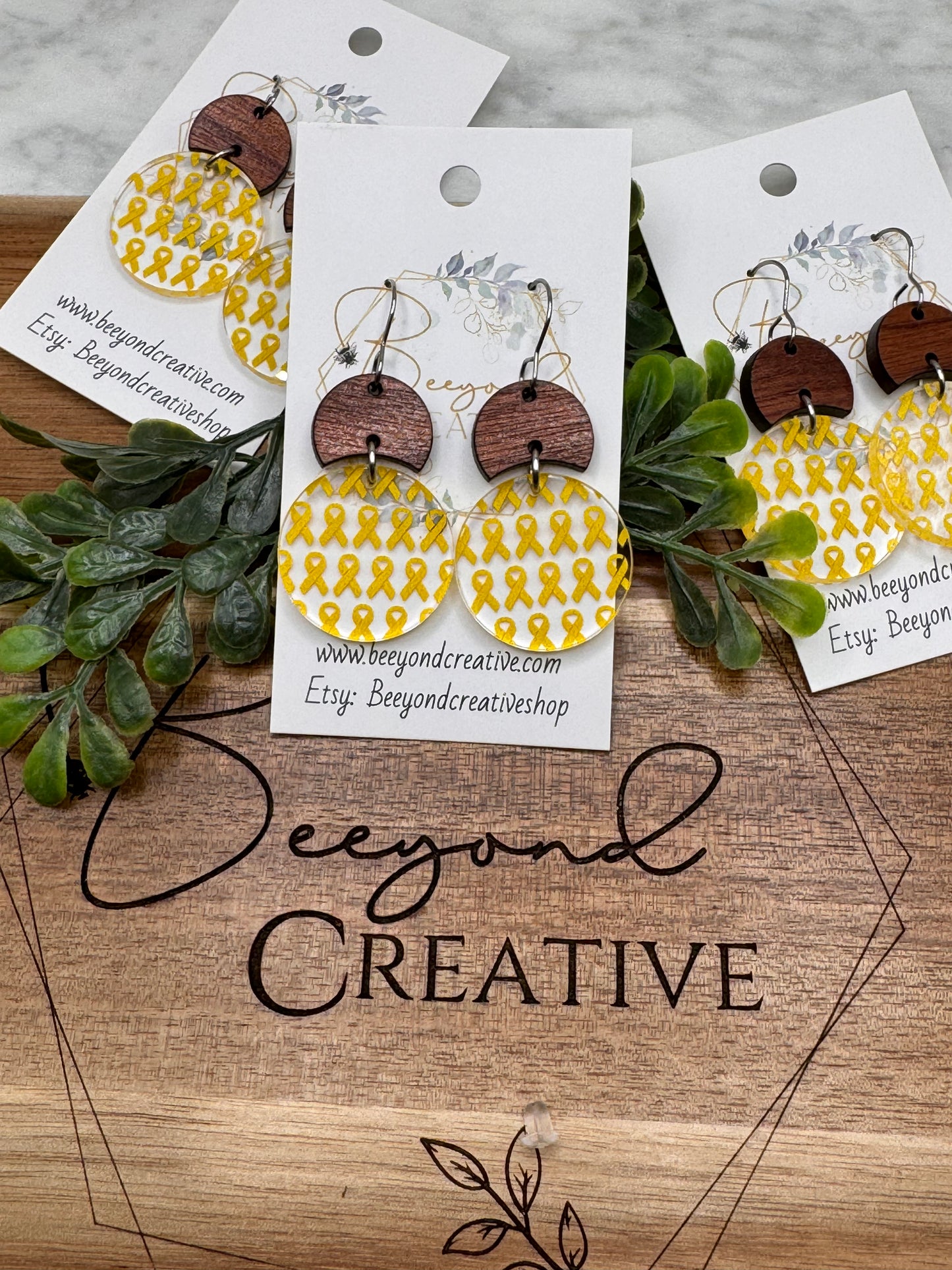 Yellow Ribbon Cancer Awareness Earrings