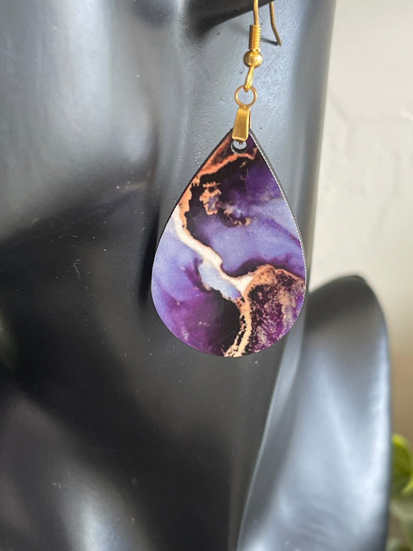 Purple & Gold Swirl Earrings in