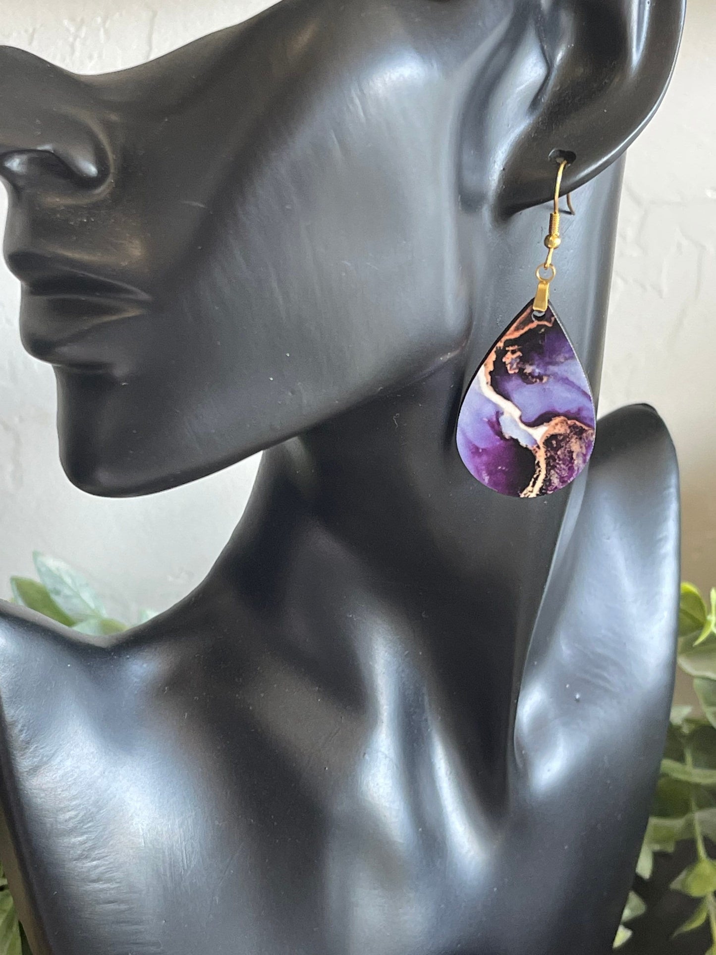 Purple & Gold Swirl Earrings in